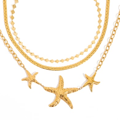 1 Piece Romantic Series Classic Starfish Stainless Steel Gold Color Women's Pendant Necklaces h5 Picture7