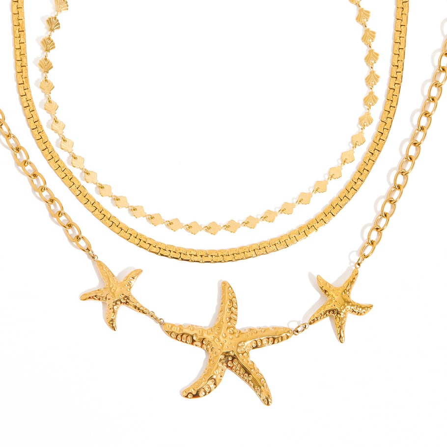 1 Piece Romantic Series Classic Starfish Stainless Steel Gold Color Women's Pendant Necklaces Picture7