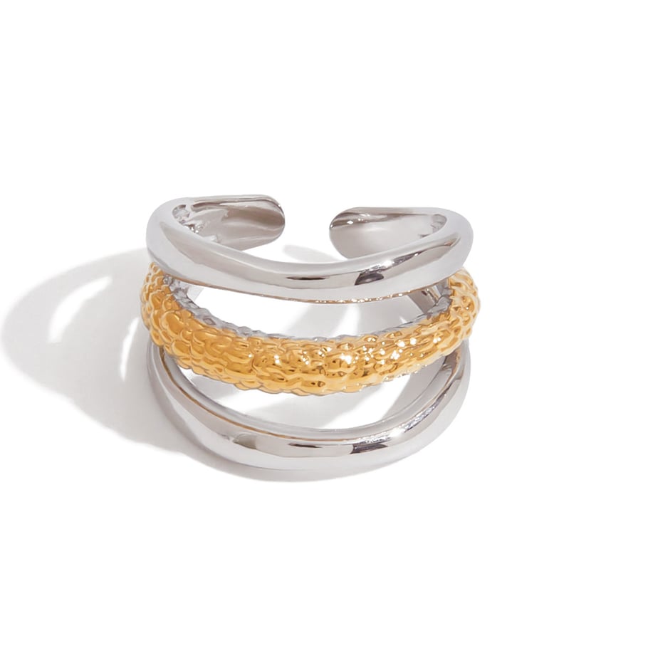 Bague minimaliste géométrique chic en acier inoxydable couleur or, 1 pièce 