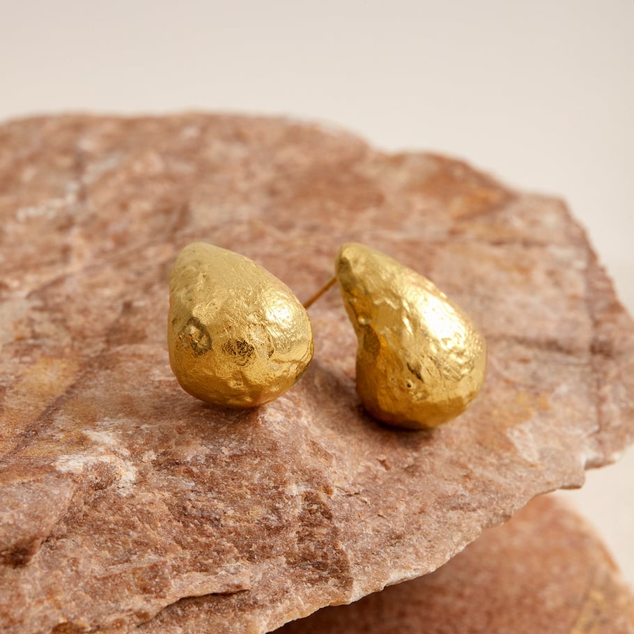 1 Pair Stylish Droplet Stainless Steel Gold Color Stud Earrings Picture6