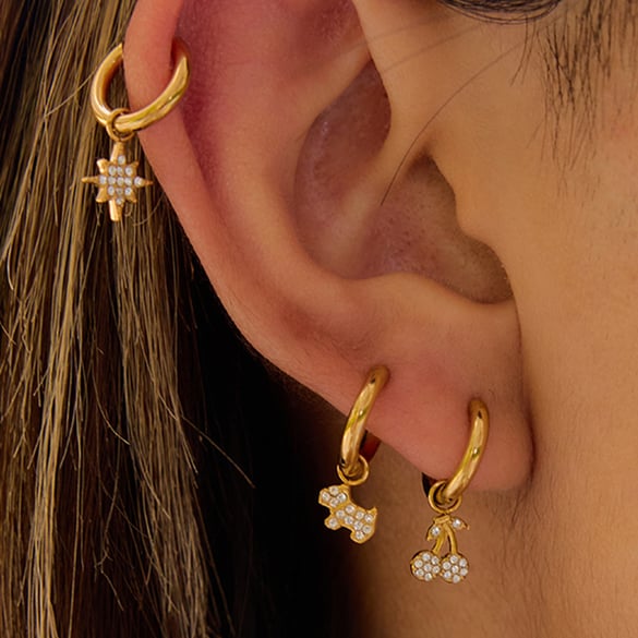 1 Paar Luxuriöse Serie Bär Edelstahl Gold Farbe Damen Creolen