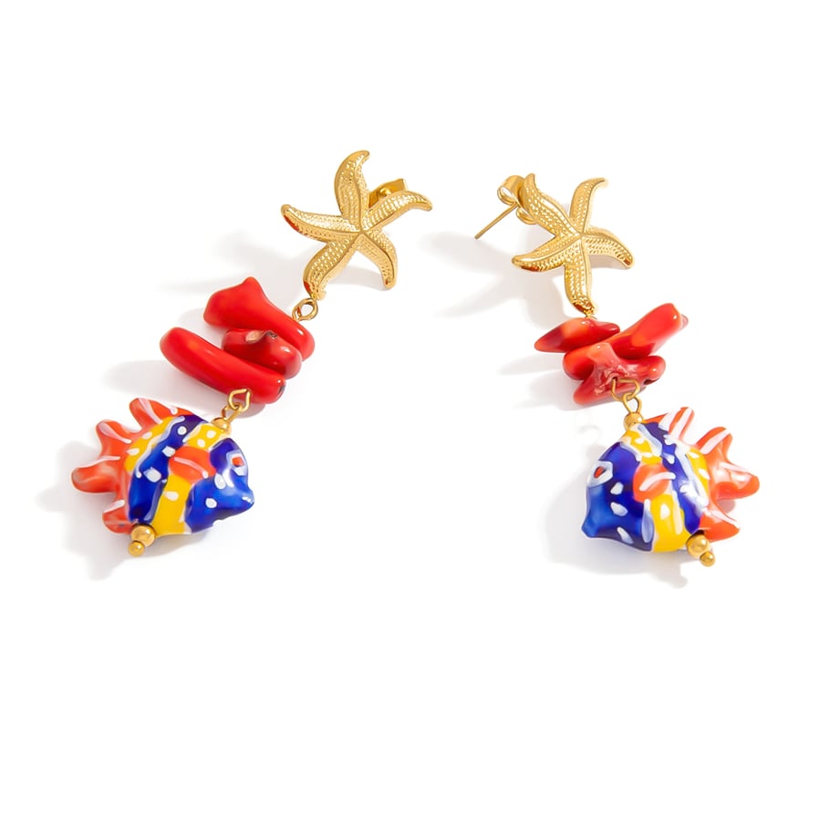 1 Pair Luxurious Series Simple Turtle Stainless Steel   Gold Color  Drop Earrings 