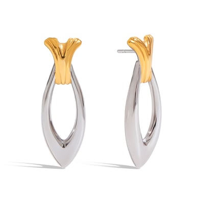 1 Paar Persönlichkeit Fisch Edelstahl Gold Farbe Damen Ohrstecker h5 