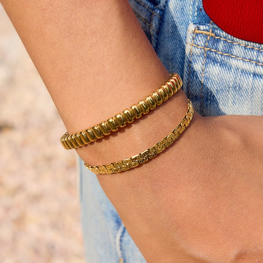 1 Piece Simple Stainless Steel Gold Color Women's Cuff Bracelets Picture4