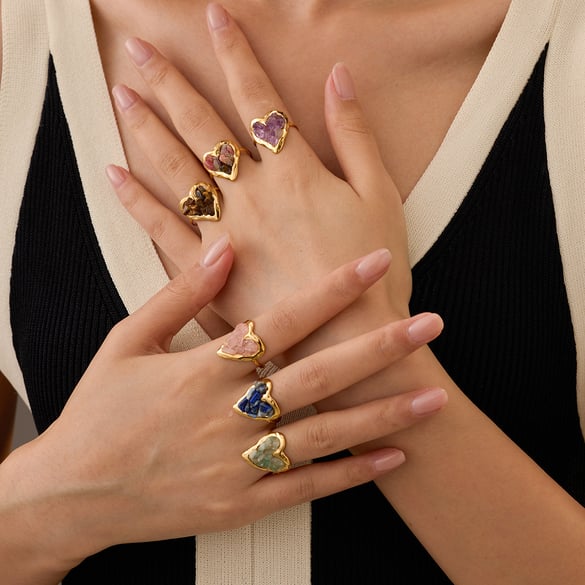 Herz Edelstahl Gold Farbe Damen Verstellbare Ringe