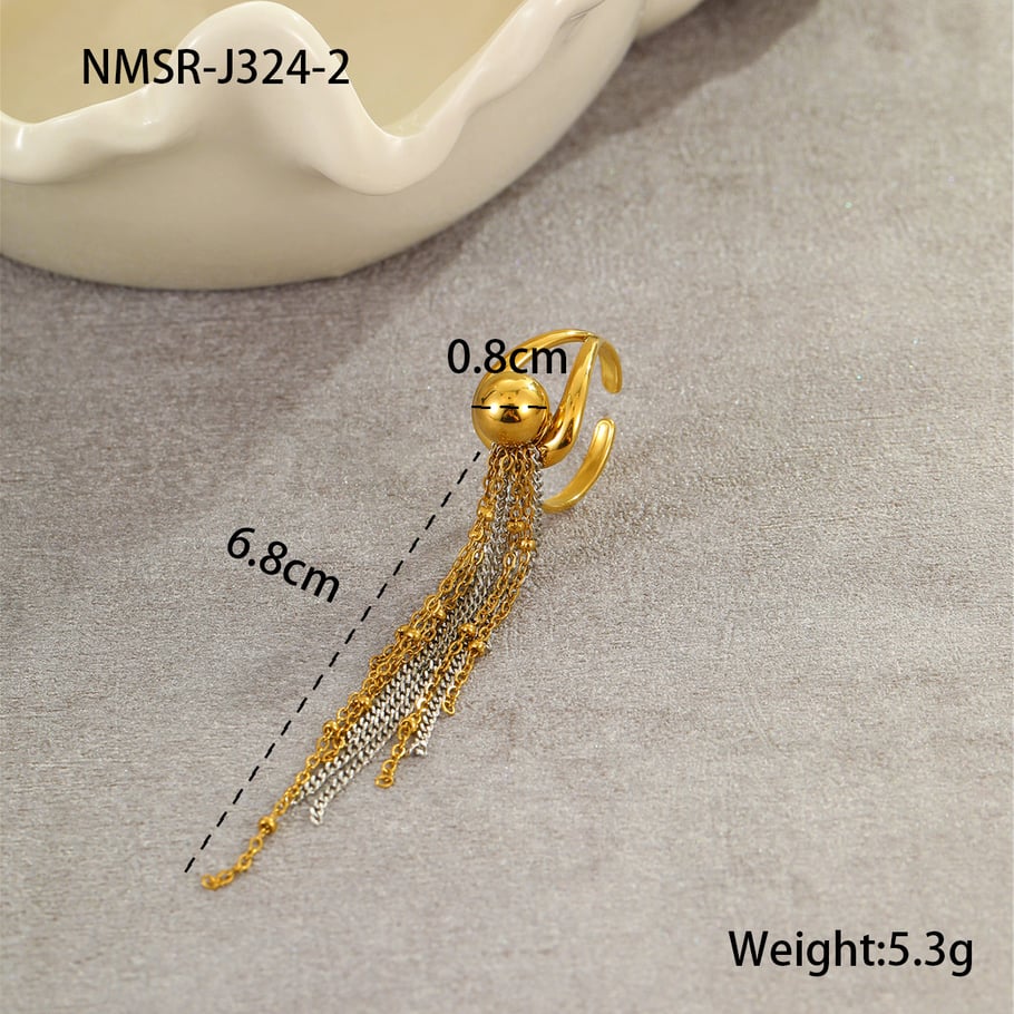 1 Piece Simple Series Daily Tassel Stainless Steel Women's Adjustable Rings 