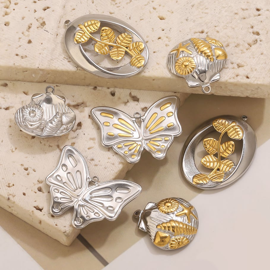 1 Stück Luxuriöse Serie Schmetterling Edelstahl Damen Anhänger Bild3