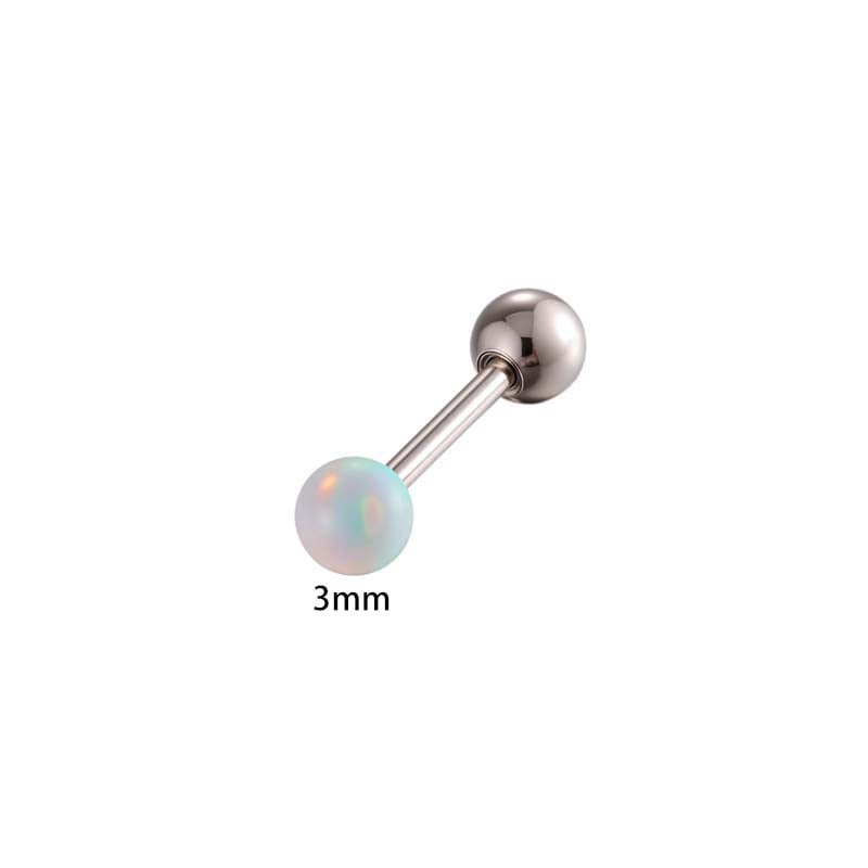 Boucles d&#39;oreilles simples rondes en acier inoxydable avec opale pour femme, 1 pièce Image2