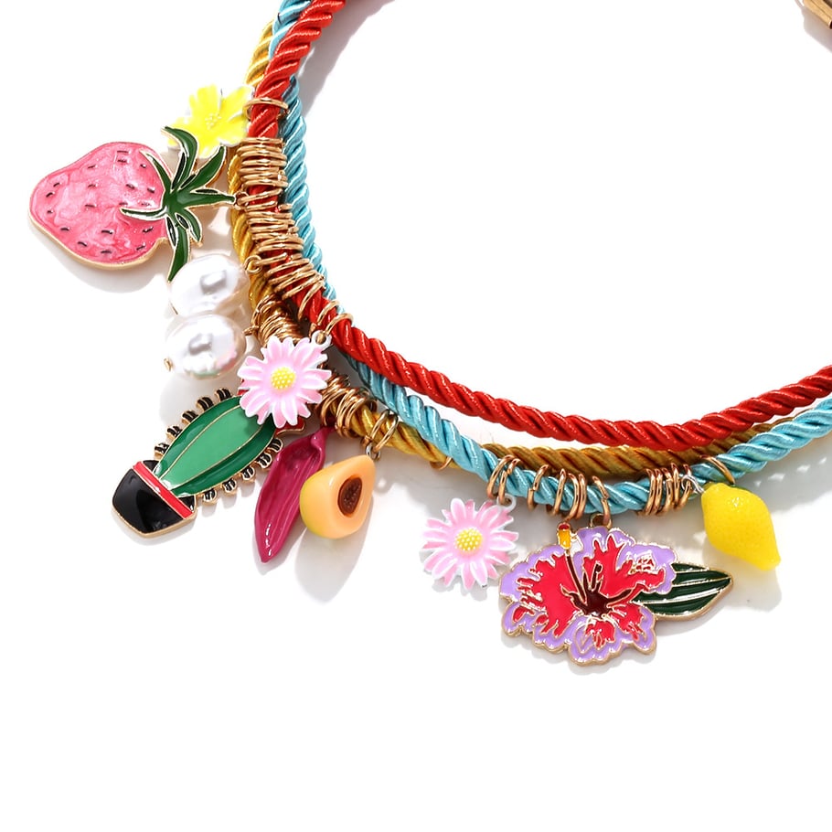 1 set di collane a strati con corda di frutta dolce Immagine4
