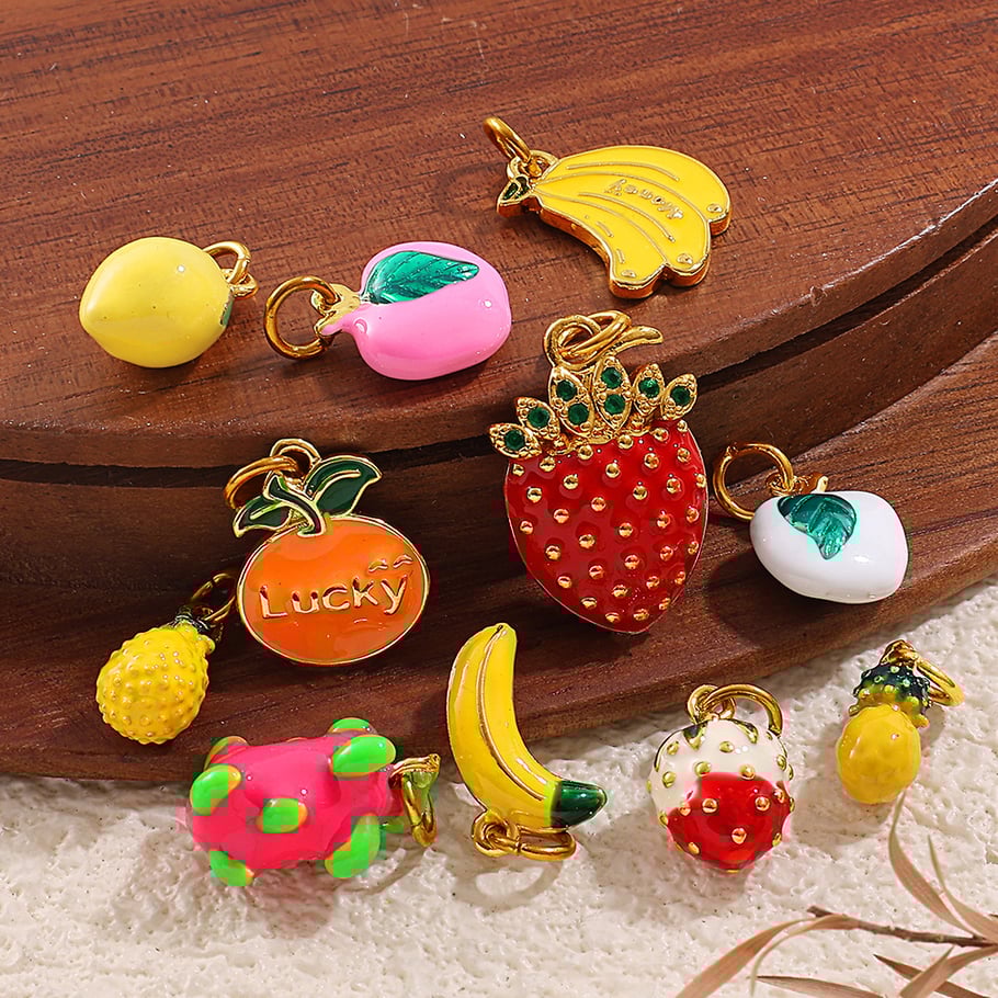 1 Stück Obst Edelstahl Gold Farbe DIY Anhänger Bild3