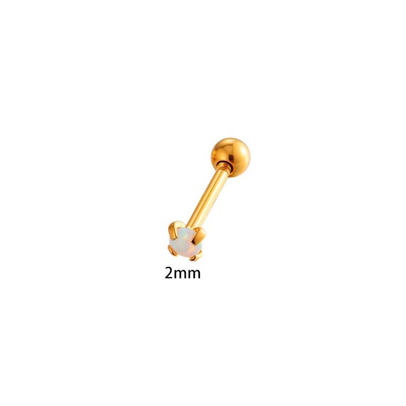 Boucles d&#39;oreilles piercing pour femme en acier inoxydable couleur or avec opale polychrome Image2