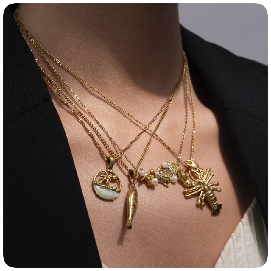1 Piece Stainless Steel Gold Color Pendant Necklaces h5Picture4