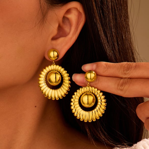 Luxuriöse Serie Elegante geometrische Edelstahl-Ohrhänger für Damen