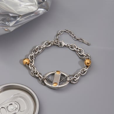 1 Stück moderne geometrische Edelstahl-Halsketten mit Anhänger in Goldfarbe für Damen h5 Bild4