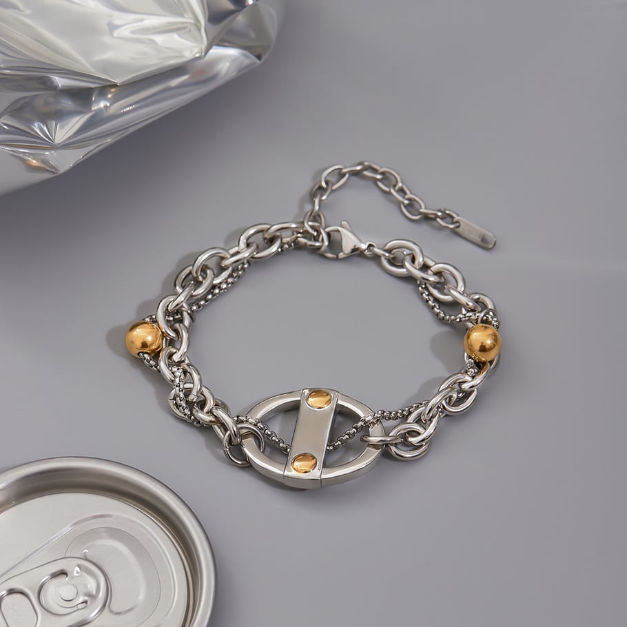 1 Stück moderne geometrische Edelstahl-Halsketten mit Anhänger in Goldfarbe für Damen Bild4