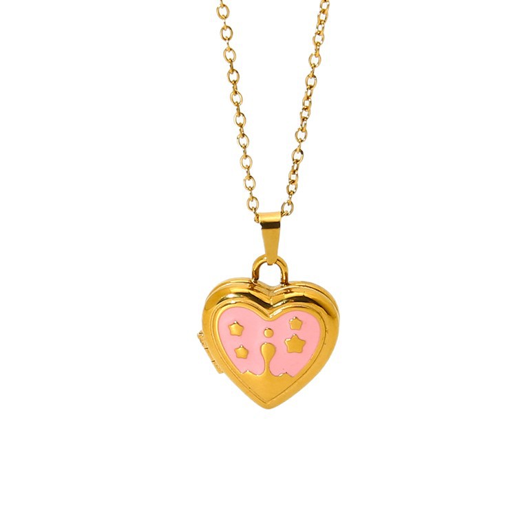 Sweet Heart Stainless Steel Gold Color Women's Pendant Necklaces h5Picture5