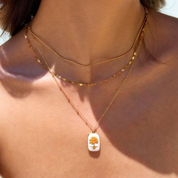 1 Piece Retro Tree Stainless Steel Gold Color Women's Pendant Necklaces 2