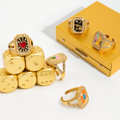 1 Stück Persönlichkeit Rechteckige Statement-Ringe aus Edelstahl in Goldfarbe h5 Bild5