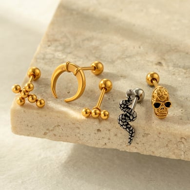 1 pieza de pendientes de piercing de cruz simple de acero inoxidable color dorado para mujer h5 Imagen4