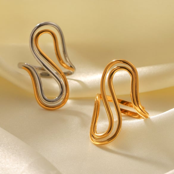 Casual Geometric Stainless Steel  Gold Color Women's Adjustable Rings 2