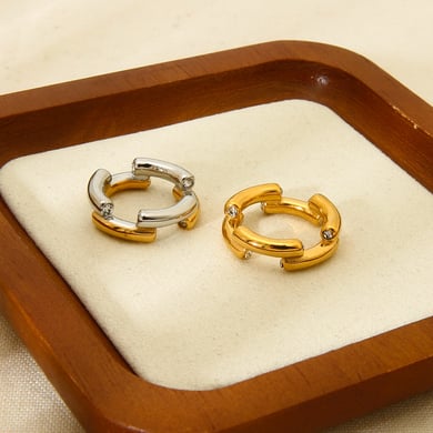 1 Pair Simple Series Daily Geometric Stainless Steel  Statement Rings h5 Picture2