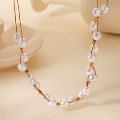 Daily Beads Stainless Steel   Gold Color  Pearl Women's Beaded Necklaces h5 Picture6