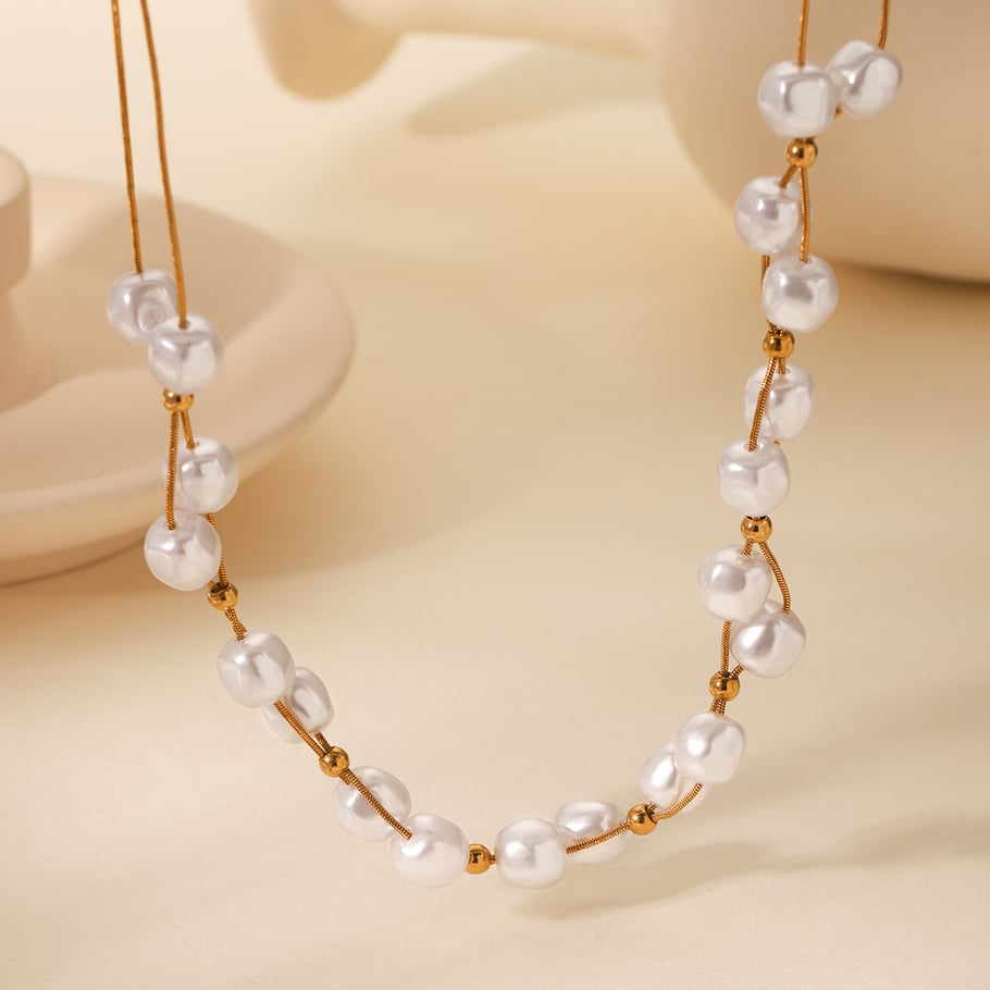 Daily Beads Stainless Steel   Gold Color  Pearl Women's Beaded Necklaces Picture6