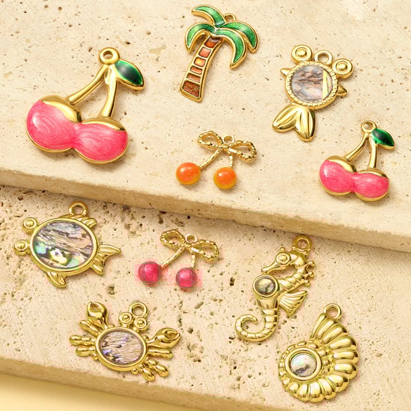 1 Piece Romantic Series Natural Cherry Stainless Steel Gold Color Women's Pendants 2
