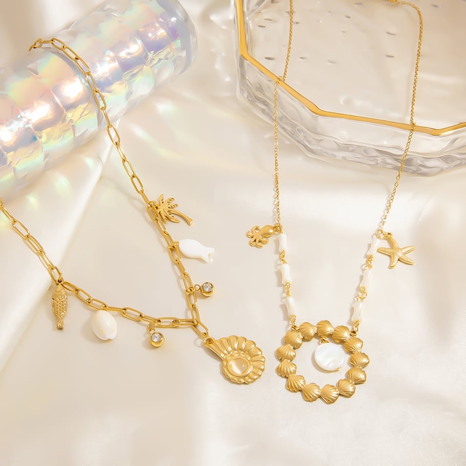 Collares colgantes de acero inoxidable con diseño de tortuga de vacaciones de lujo para mujer Imagen3