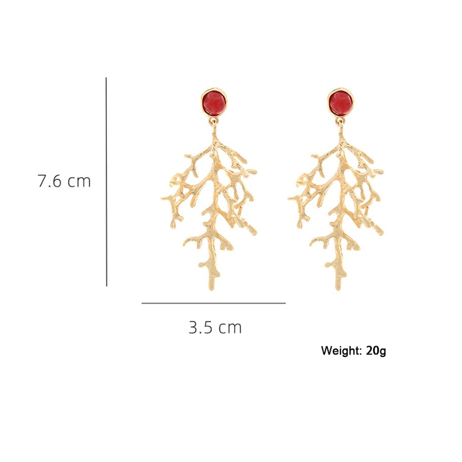 1 Pair Coral Alloy Dangle Earrings 