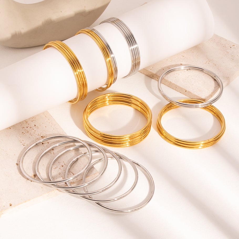 Braccialetti casual in acciaio inossidabile color oro Immagine2