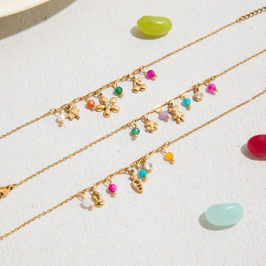 1 Piece Colorful Series Elegant Flower Stainless Steel Gold Color Women's Charm Bracelets Picture5