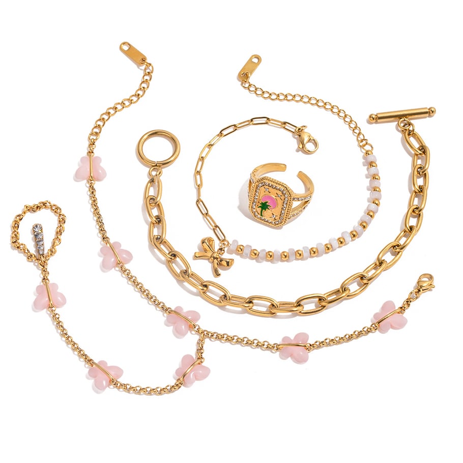 1 Piece Romantic Series Cute Butterfly Stainless Steel Gold Color Women's Chain Bracelets Picture7
