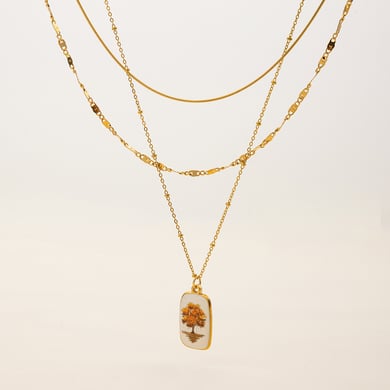 1 Piece Retro Tree Stainless Steel Gold Color Women's Pendant Necklaces h5 Picture8