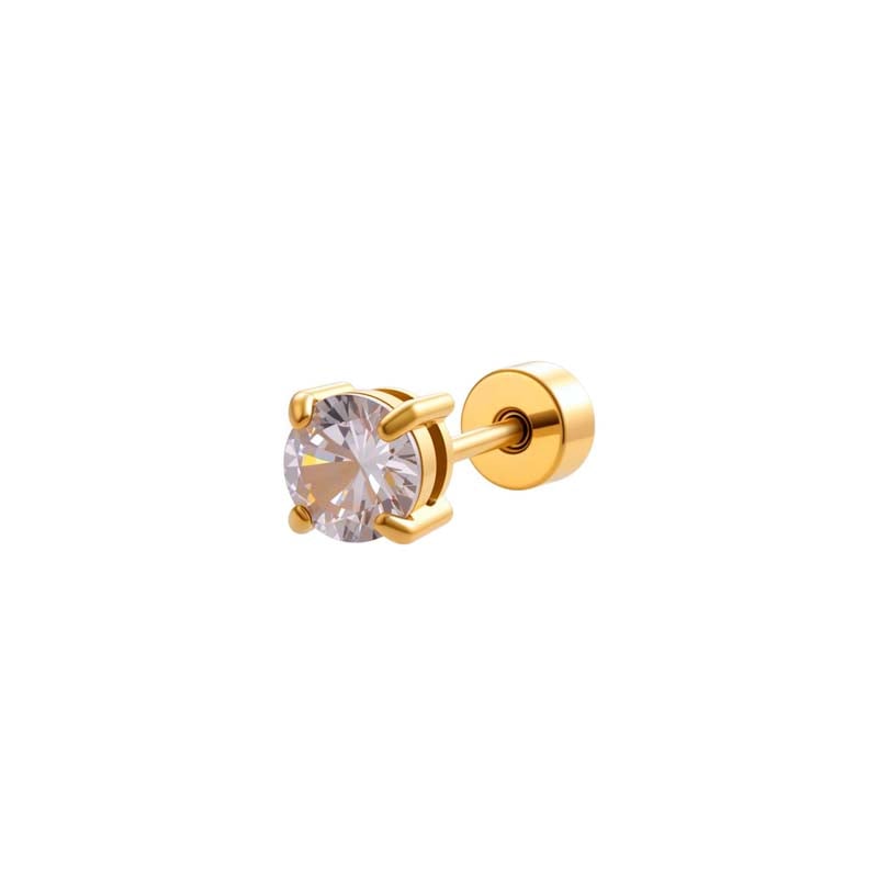 1 Piece Daily Annular Stainless Steel Gold Color Zircon Women's Piercings Earrings Picture6