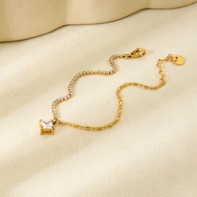 Bracelets à chaîne géométriques en acier inoxydable pour femmes, série Simple Daily h5 Image2