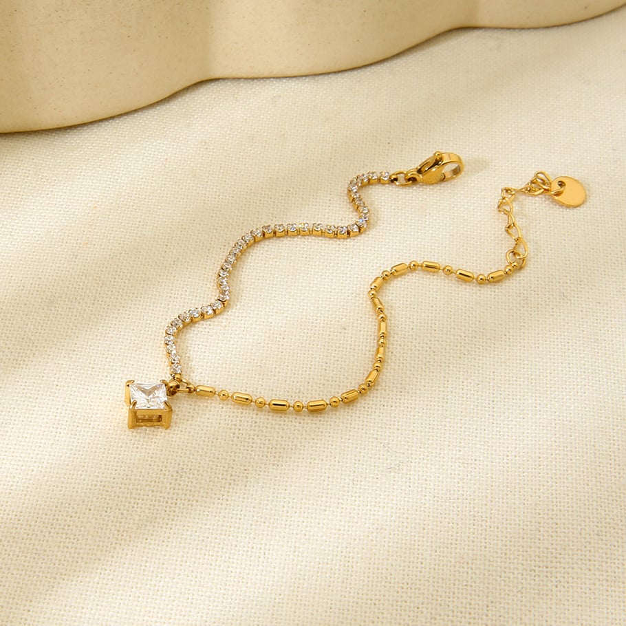 Bracelets à chaîne géométriques en acier inoxydable pour femmes, série Simple Daily Image2