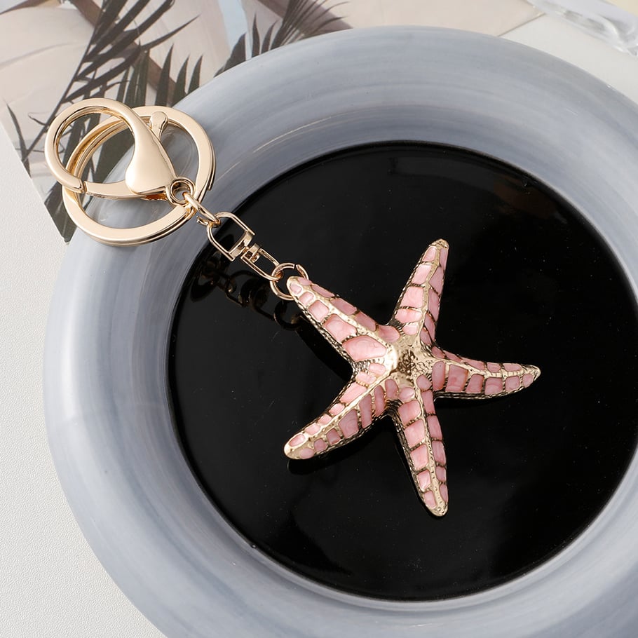 1 Piece Starfish Alloy Keychain 