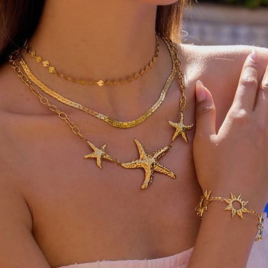 1 Piece Romantic Series Classic Starfish Stainless Steel Gold Color Women's Pendant Necklaces h5 Picture2