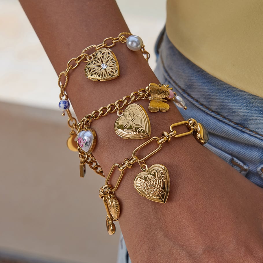 1 Piece Delicte Heart Stainless Steel Gold Color Women's Charm Bracelets Picture4