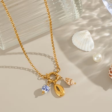 1 Piece Shell Charm Stainless Steel Gold Color Pendant Necklace h5 Picture4