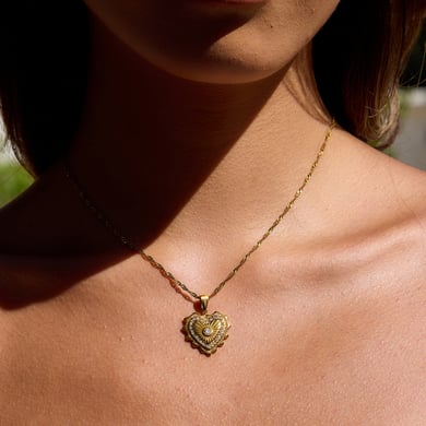 1 Piece Elegant Heart Stainless Steel Gold Color Women's Pendant Necklaces h5 Picture6