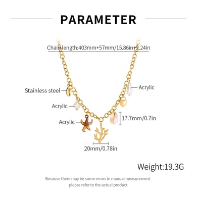 1 pezzo di collana con ciondolo da donna in acciaio inossidabile color oro con organismo oceanico h5 Immagine2