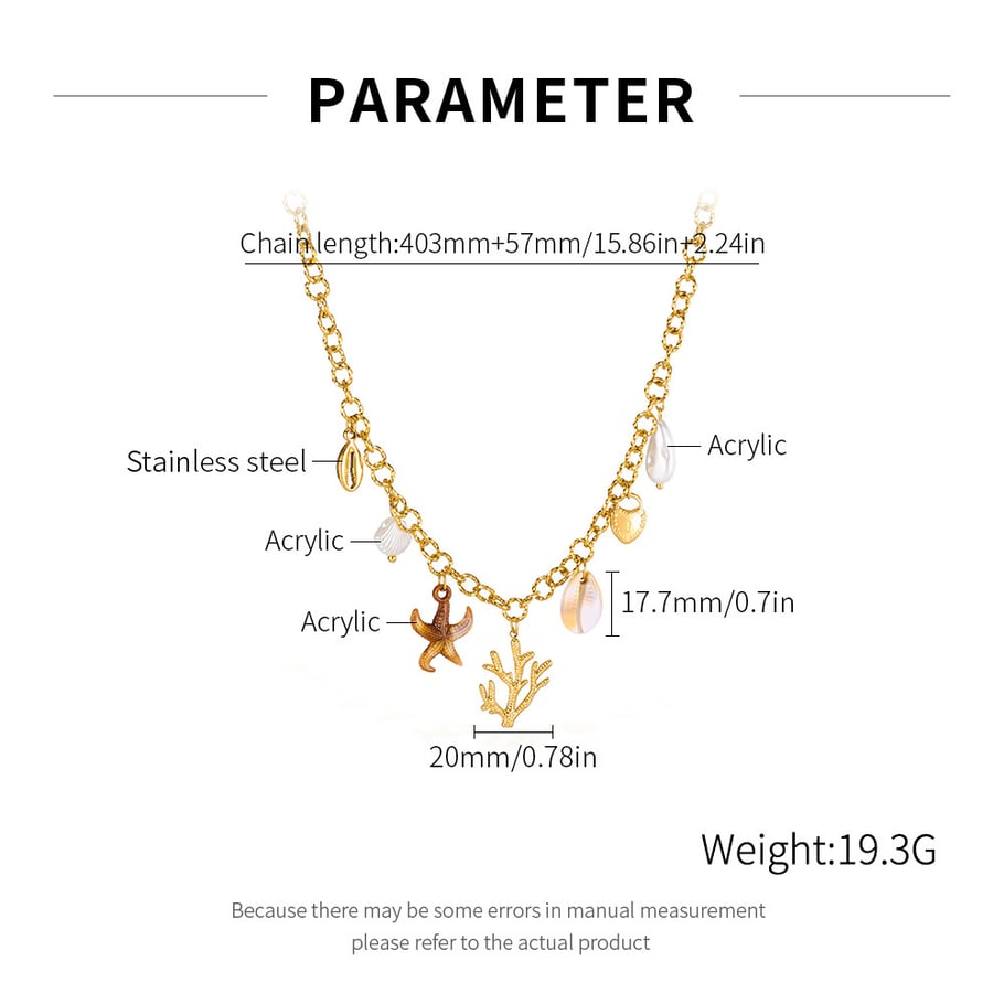 1 pezzo di collana con ciondolo da donna in acciaio inossidabile color oro con organismo oceanico Immagine2