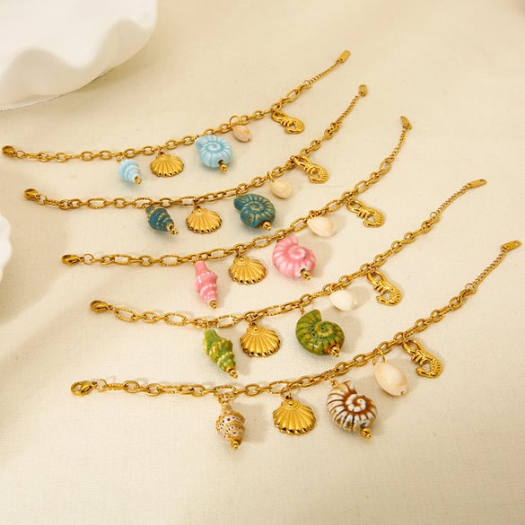 Vacation Turtle Stainless Steel  Gold Color Women's Charm Bracelets