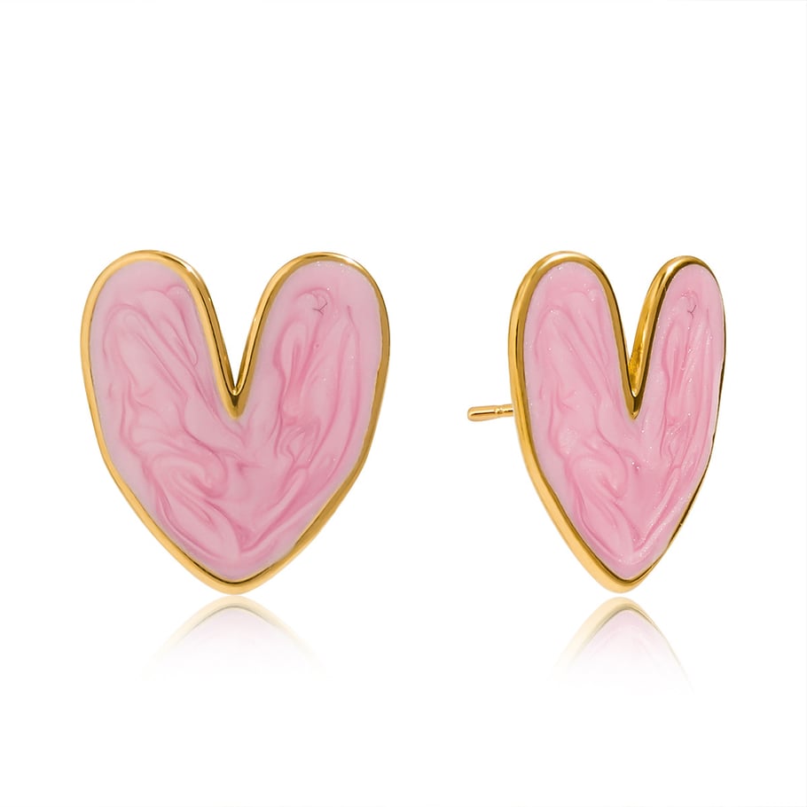 1 Pair Gorgeous Flower Stainless Steel Gold Color Women's Stud Earrings 