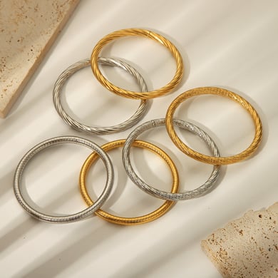 1 Piece Stainless Steel Gold Color Bangle h5 Picture4