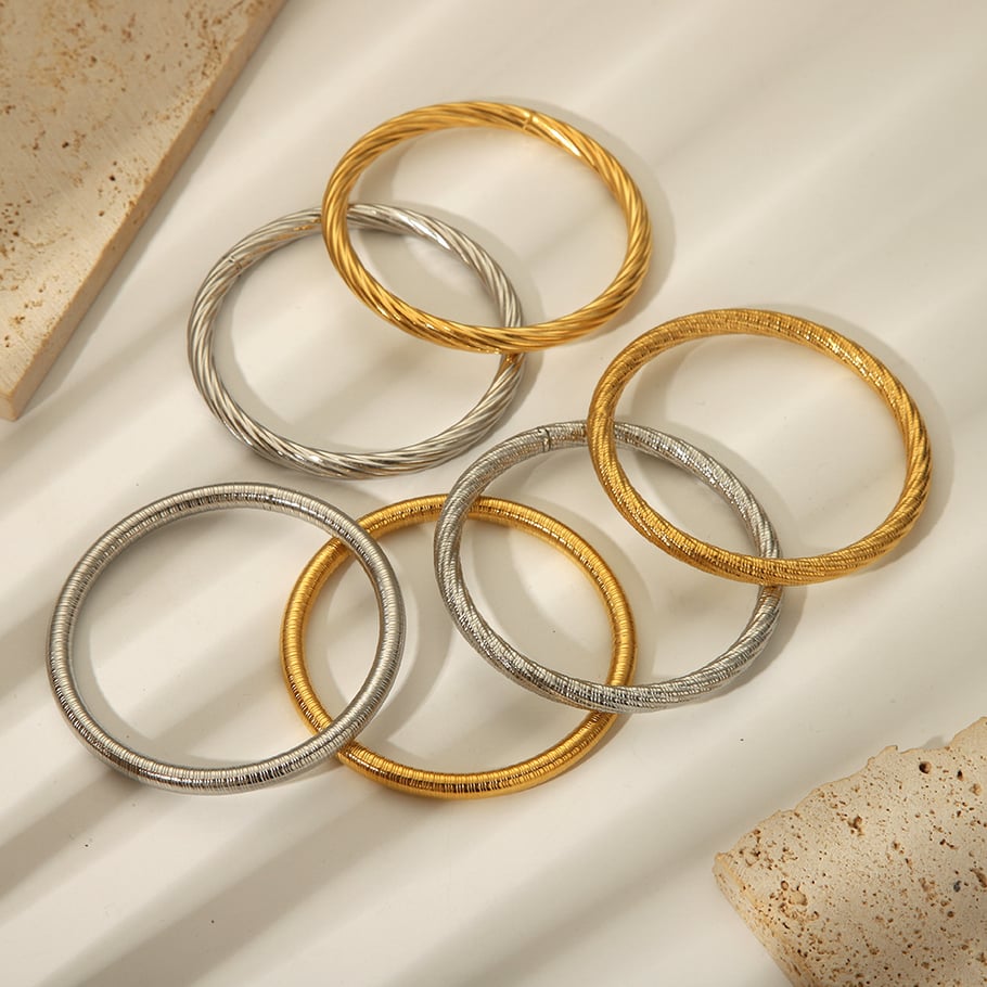 1 Piece Stainless Steel Gold Color Bangle Picture4