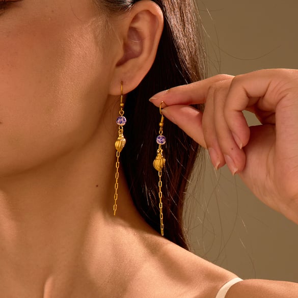 Urlaub Geometrische Edelstahl Gold Farbe frauen Baumeln Ohrringe 2