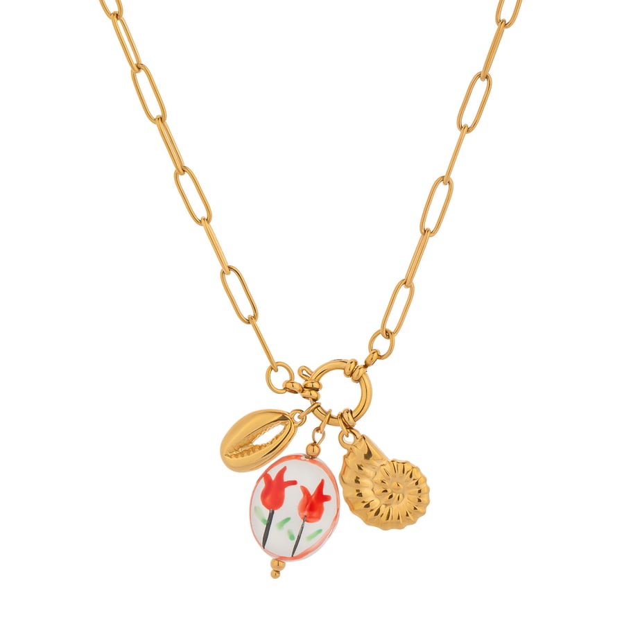 1 Piece Romantic Flower Stainless Steel  Gold Color Pendant Necklace Picture5